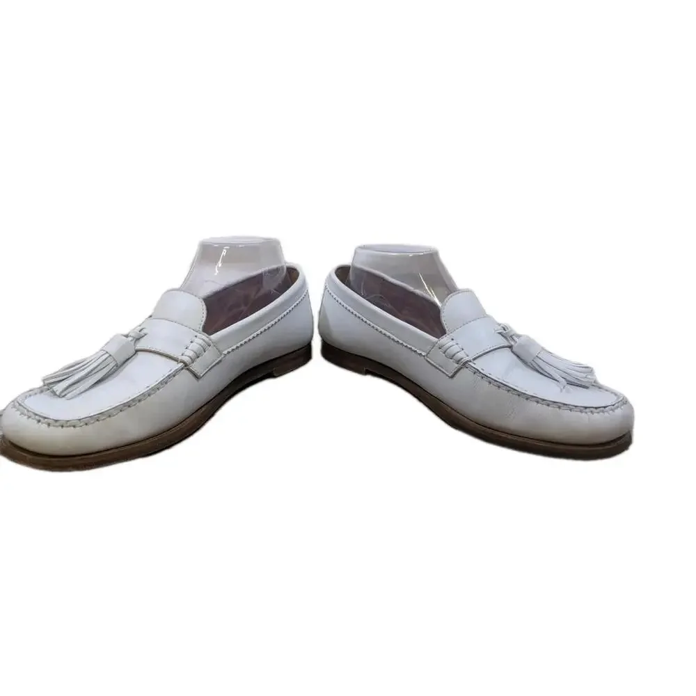 LAFAYETTE 148 NEW YORK Womens White Frieda Slip On Leather‎ Loafers Shoes 40(9)